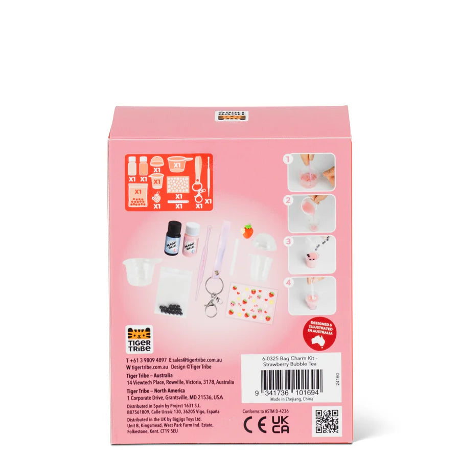 Tiger Tribe Bag Charm Kit (Strawberry Bubble Tea)