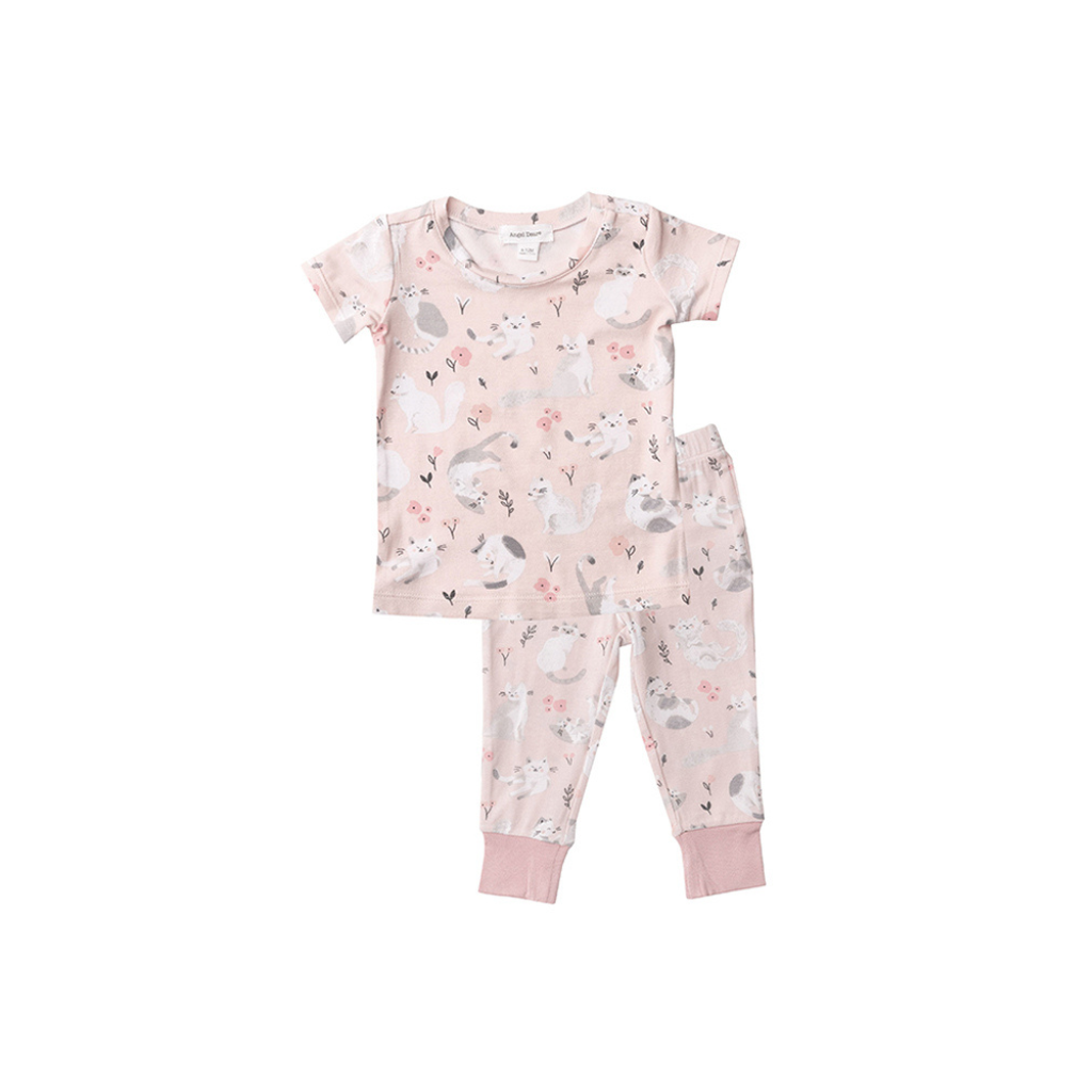 Angel Dear Pretty Kittens Short Sleeve Loungewear Set (Pink)