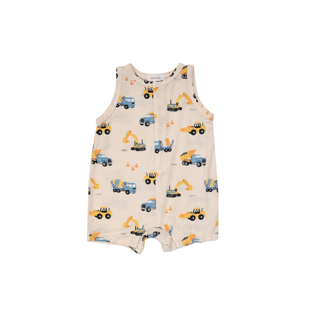 Angel Dear Construction Trucks Shortie Romper