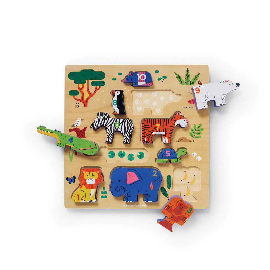 Crocodile Creek 10-Piece Stacking Wood Puzzle (123 Zoo)