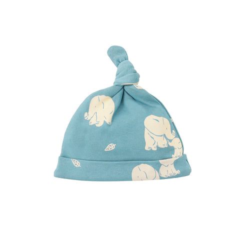 Motherswork x Le Petit Society Baby Organic Knotted Hat in Elephant Print