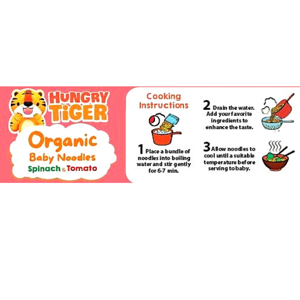 Hungry Tiger Organic Baby Noodles - Spinach & Tomato