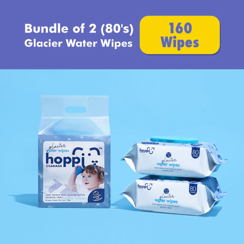 Hoppi Glacier Water Wipes [Bundle of 2] (2x80 Wipes)