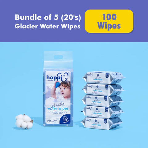 Hoppi Glacier Water Wipes [Bundle of 5] (5x20 Wipes)