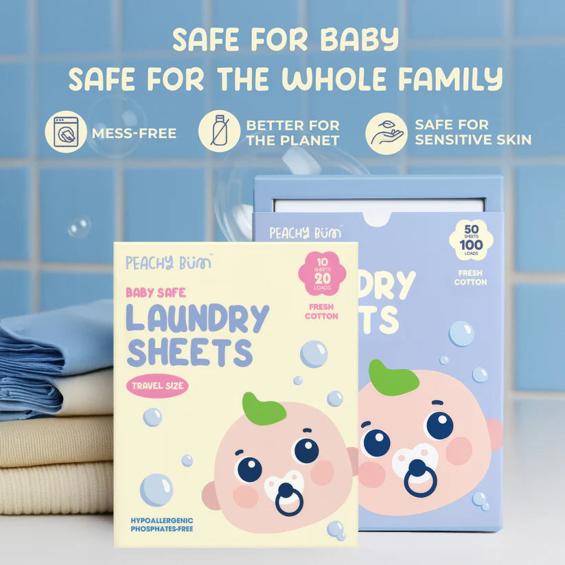Peachy Bum Baby Safe Laundry Sheets (Fresh Cotton Scent)