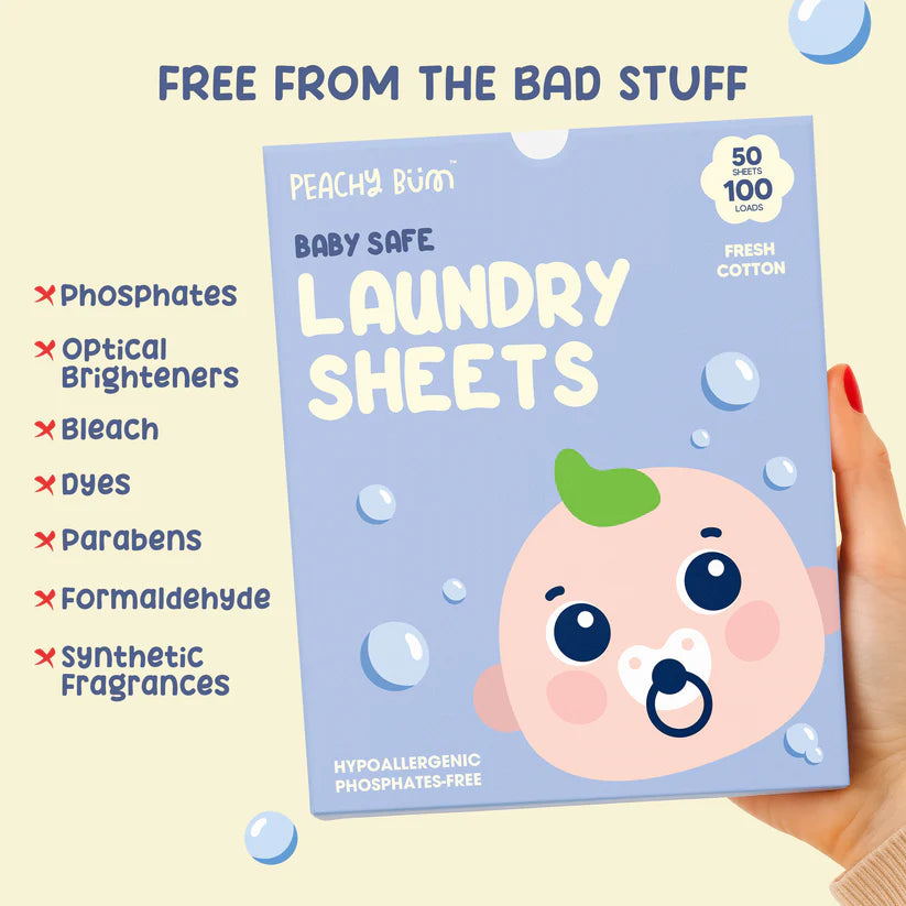 Peachy Bum Baby Safe Laundry Sheets (Fresh Cotton Scent)