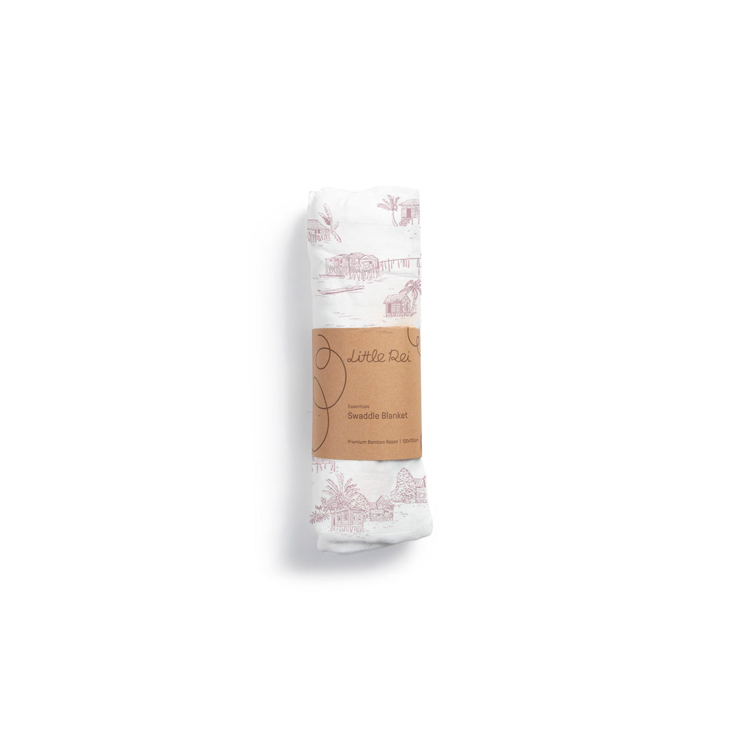 Little Rei Bamboo Swaddle Blanket Single (Rustic Print)