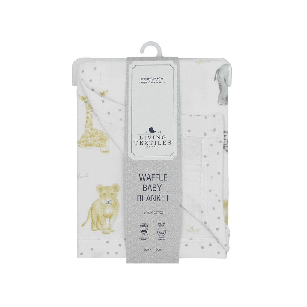 Living Textiles Cot Waffle Blanket - Savanna Babies