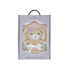 Living Textiles Jersey Swaddle & Rattle Gift Set - Floral/Bunny