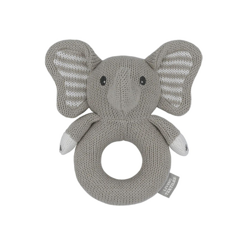 Living Textiles Knitted Rattle - Mason the Elephant