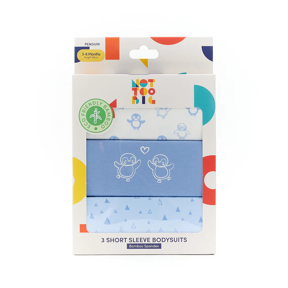 Not Too Big Short Sleeve Bamboo Bodysuit (3 Pack)