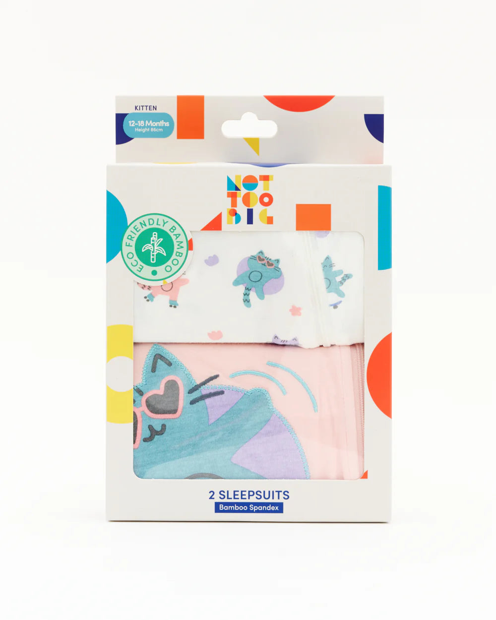 Not Too Big Kitten Sleepsuit (2 Pack)