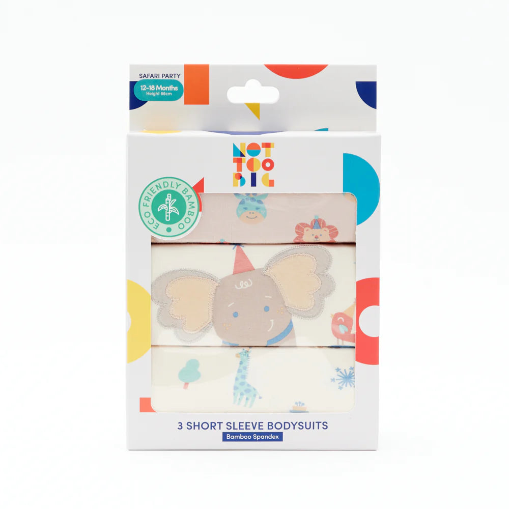 Not Too Big Short Sleeve Bamboo Bodysuit (3 Pack)