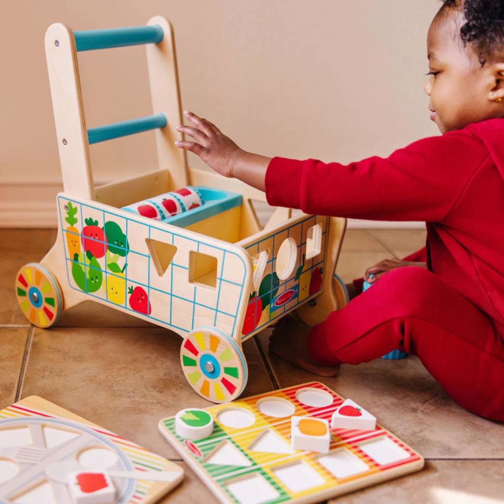 Melissa & Doug Wooden Shape Sorting Grocery Cart