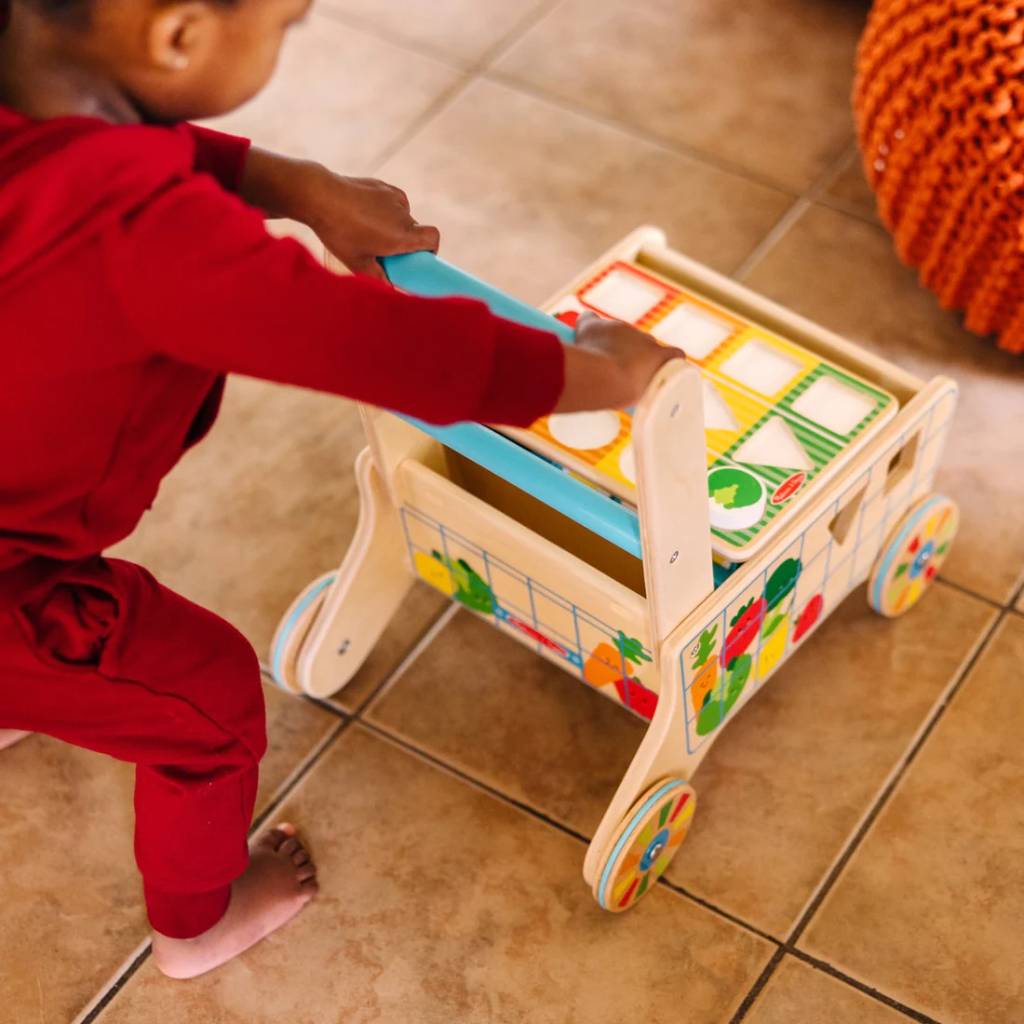 Melissa & Doug Wooden Shape Sorting Grocery Cart