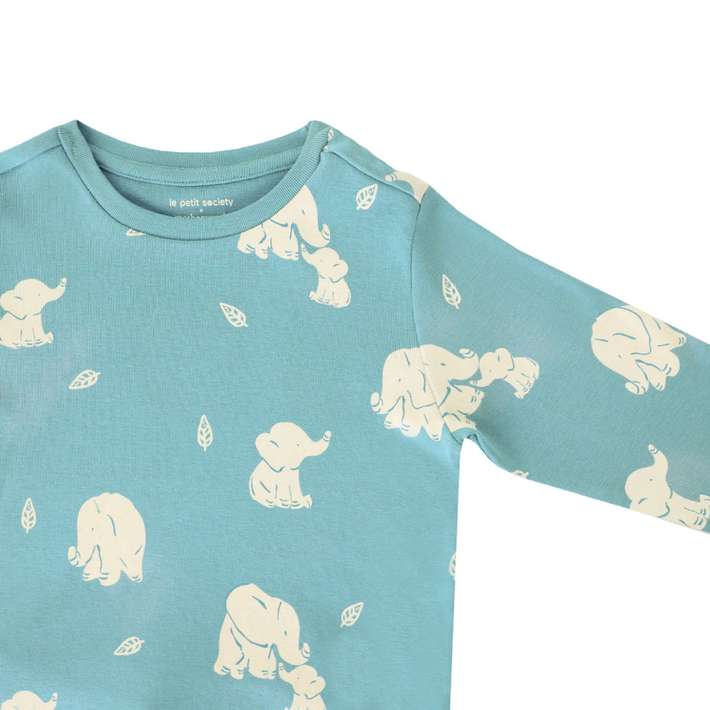 Motherswork x Le Petit Society Long Sleeve Organic Pyjamas Set in Elephant Print