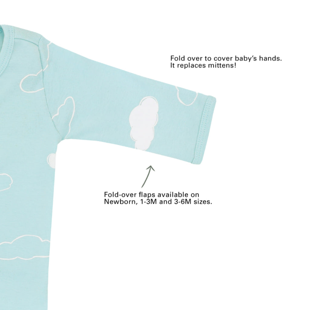 Motherswork x Le Petit Society Baby Organic Zip Sleepsuit in Cloud Print