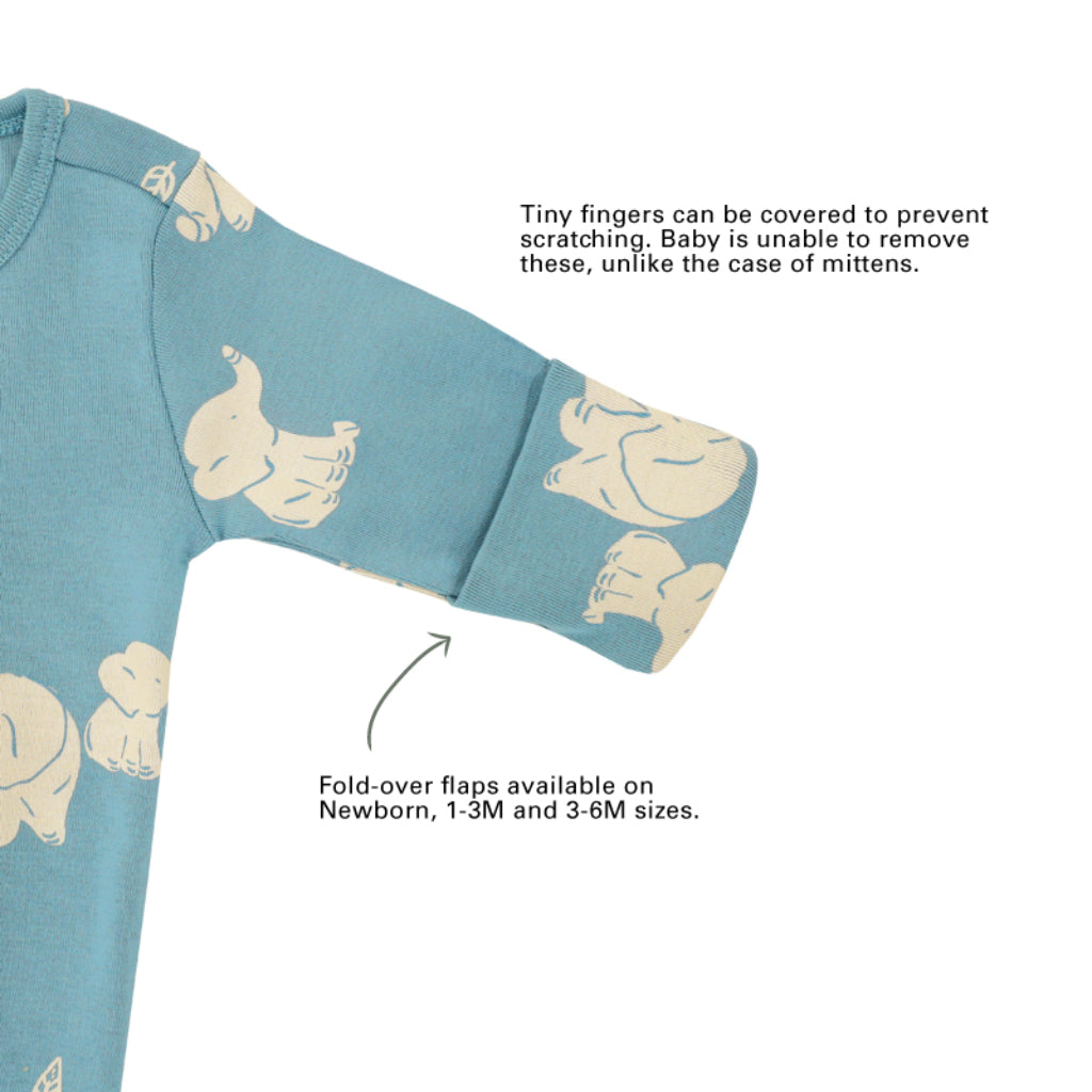 Motherswork x Le Petit Society Baby Organic Zip Sleepsuit in Elephant Print