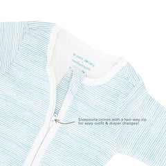 Motherswork x Le Petit Society Baby Organic Zip Sleepsuit in Blue Stripes