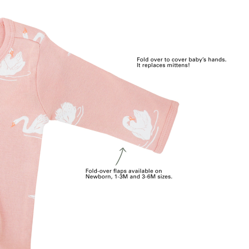 Motherswork x Le Petit Society Baby Organic Zip Sleepsuit in Swan Print