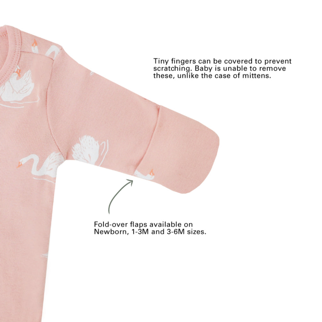 Motherswork x Le Petit Society Baby Organic Zip Sleepsuit in Swan Print