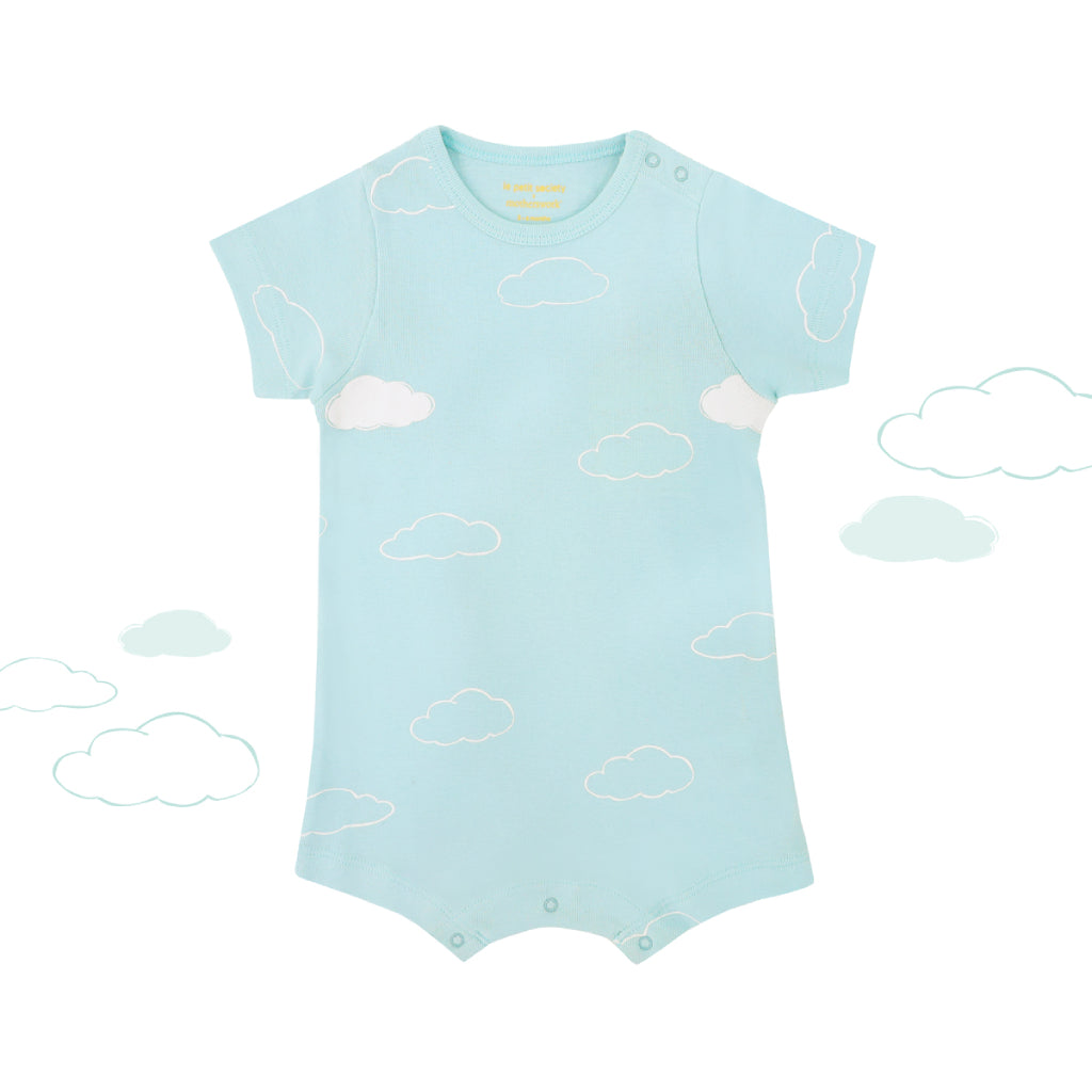 Motherswork x Le Petit Society Baby Organic Short Sleeve Romper in Cloud Print