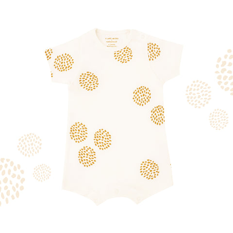 Motherswork x Le Petit Society Baby Organic Short Sleeve Romper in Dandelion Print