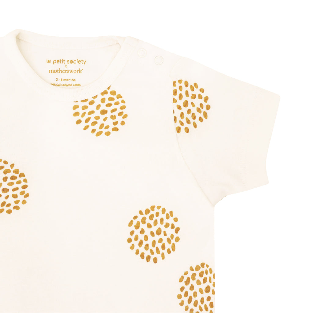 Motherswork x Le Petit Society Baby Organic Short Sleeve Romper in Dandelion Print