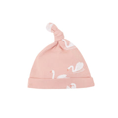 Motherswork x Le Petit Society Baby Organic Knotted Hat in Swan Print
