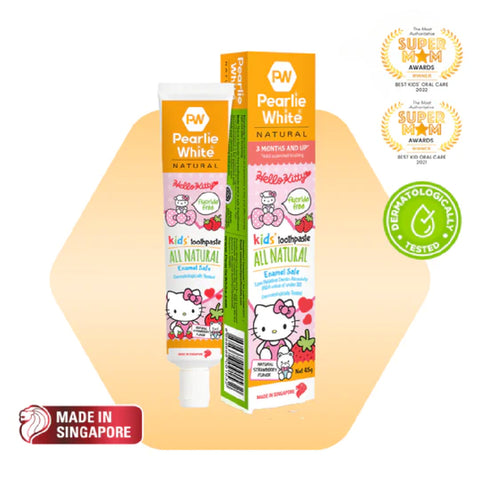 Pearlie White All Natural Enamel Safe Kids Toothpaste - Strawberry Hello Kitty 45gm