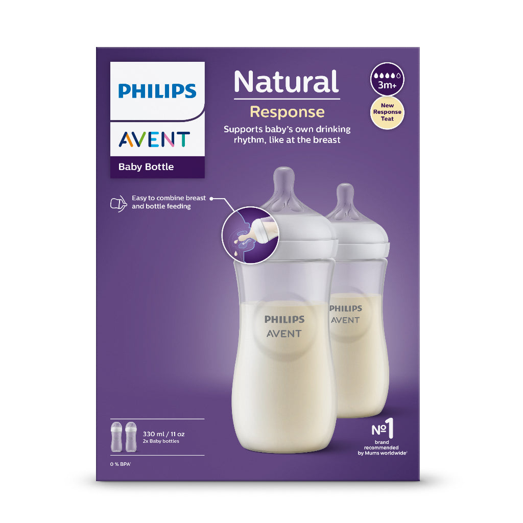 Philips Avent Natural Response Baby Bottle Twin - 3 Sizes