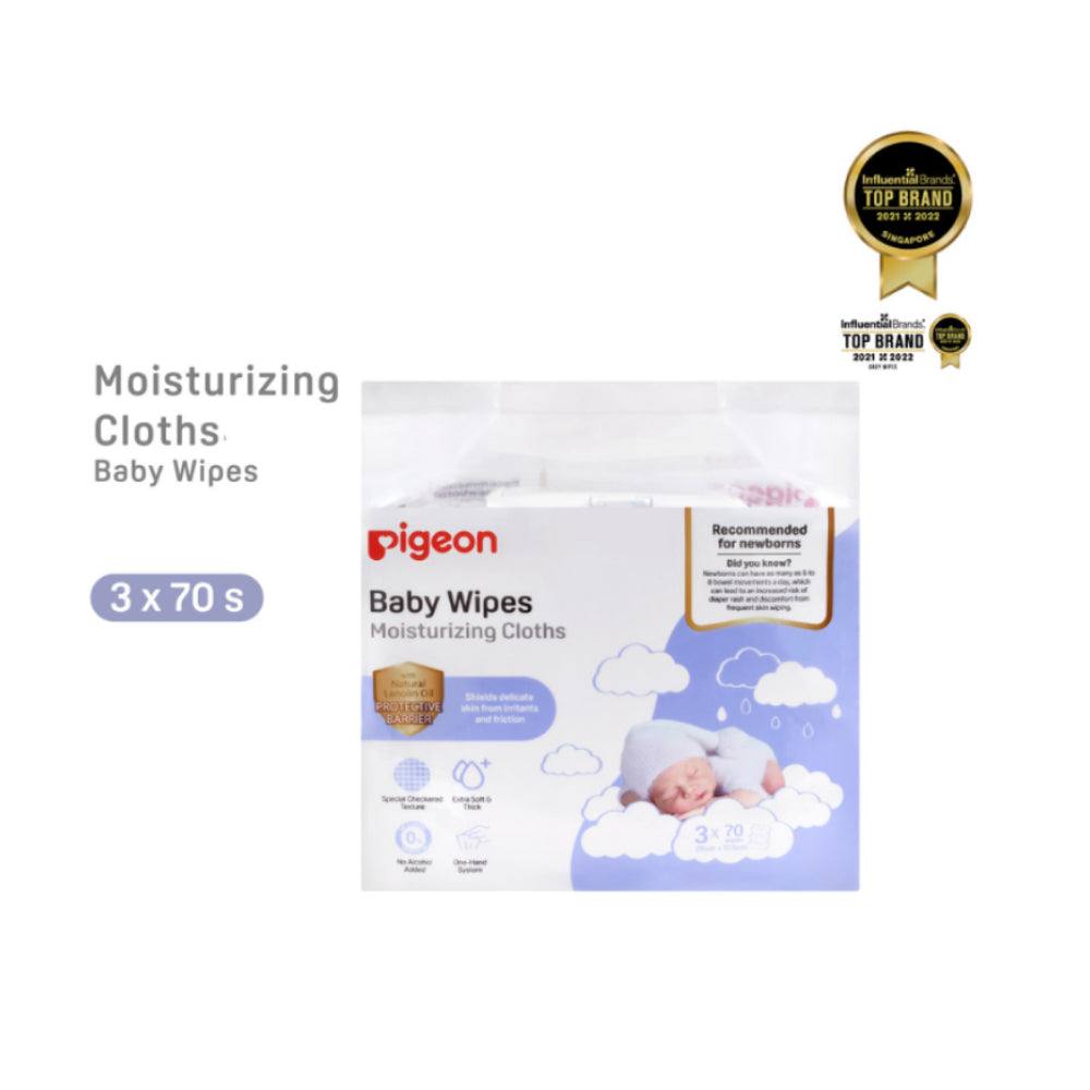 Pigeon Baby Wipes Moisturizing Cloths 70 sheets 3 in 1 Pack