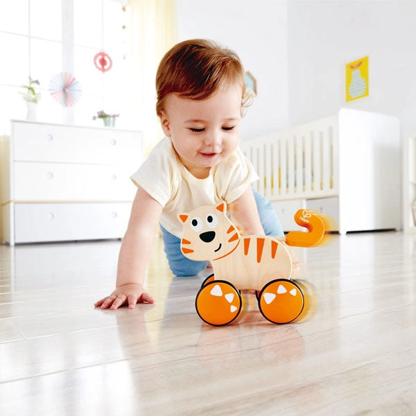Hape Dante Wooden Push And Go Cat Toddler Toy
