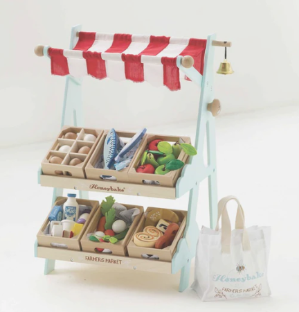 Le Toy Van Wooden Market Stall & Fruit Play Food Crate