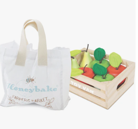 Le Toy Van Wooden Market Stall & Fruit Play Food Crate