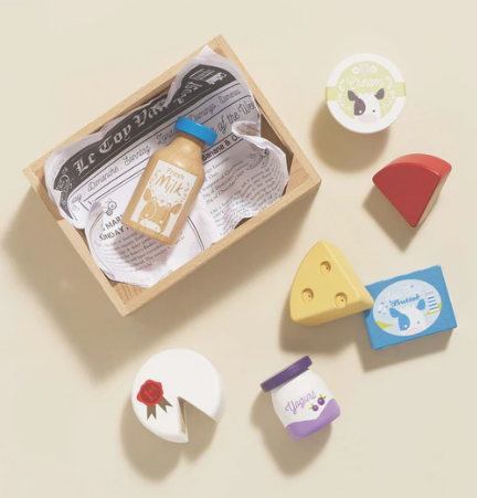 Le Toy Van Wooden Market Crate (Cheese & Dairy)