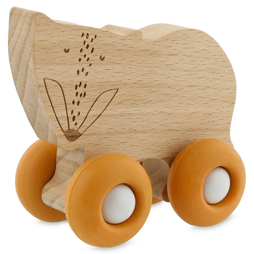 Trixie Wooden Animal Cars With Silicone Wheels