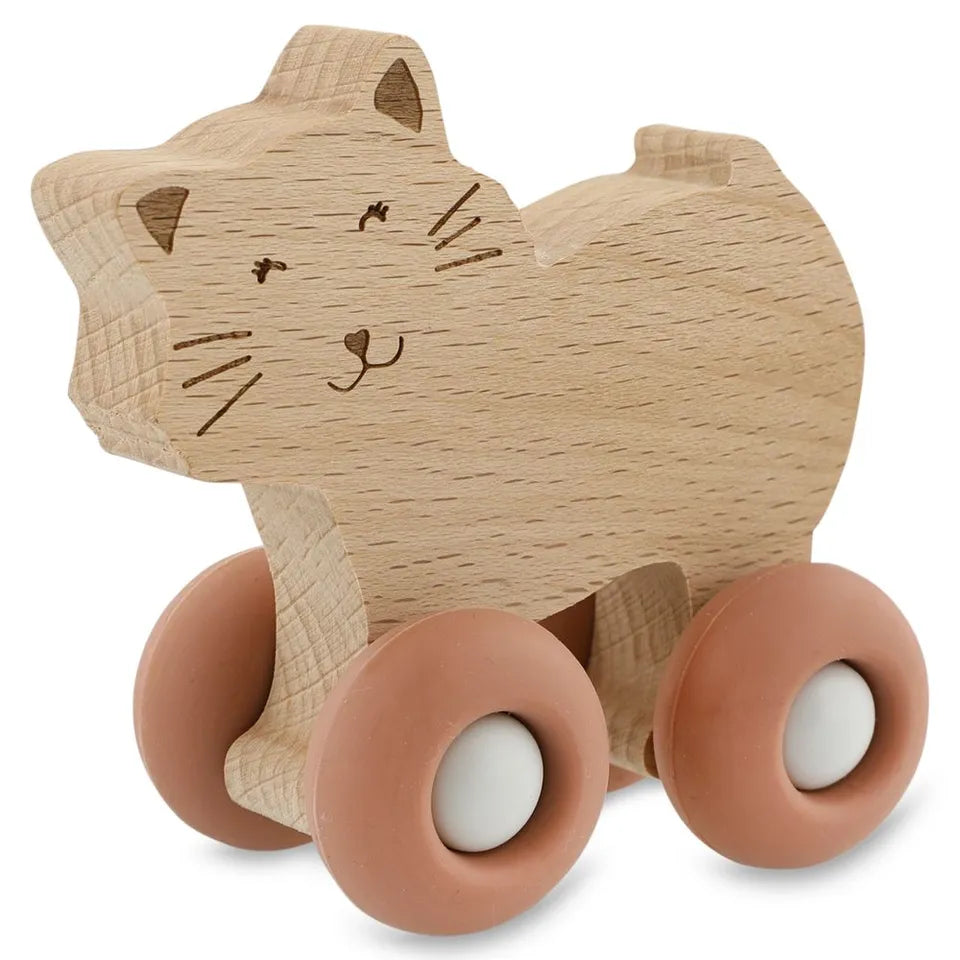 Trixie Wooden Animal Cars With Silicone Wheels