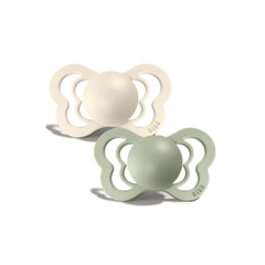 BIBS Couture 2 Pack Ivory/Sage Silcone Pacifier 0-6 Months