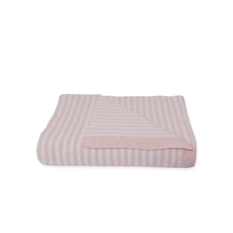 Living Textiles 100% Cotton Knit Stripe Blanket - Pink/white