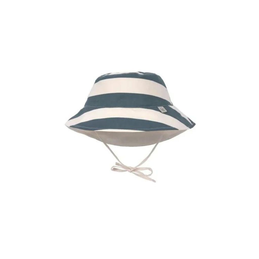 Lassig Sun Protection Bucket Hat, Block Stripes Milky Blue