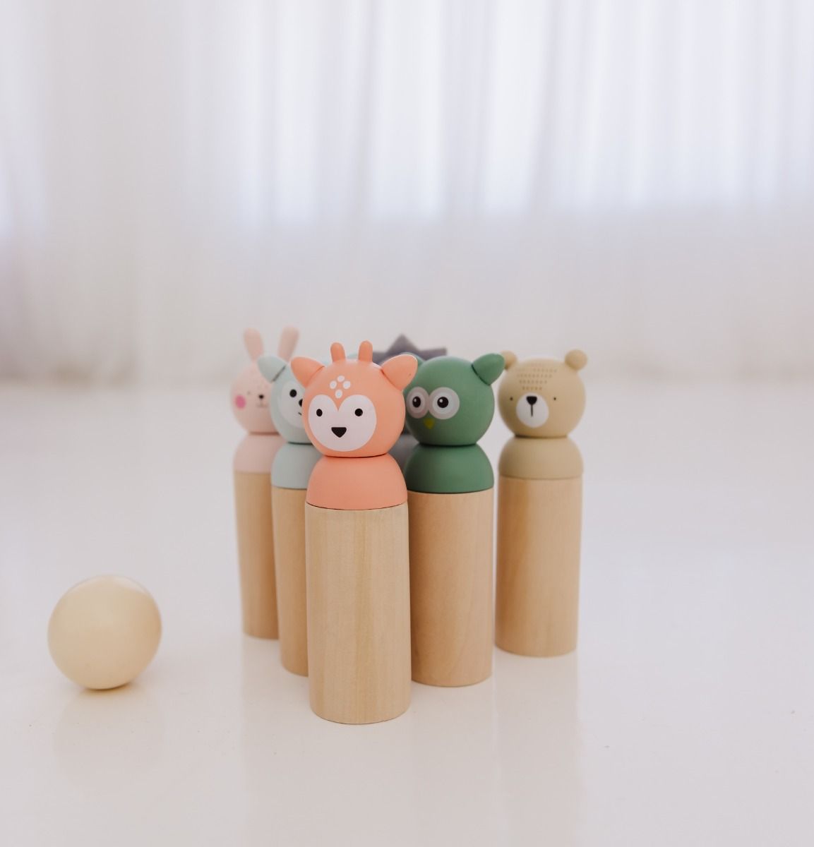 Bubble Wooden Animal Bowling Set