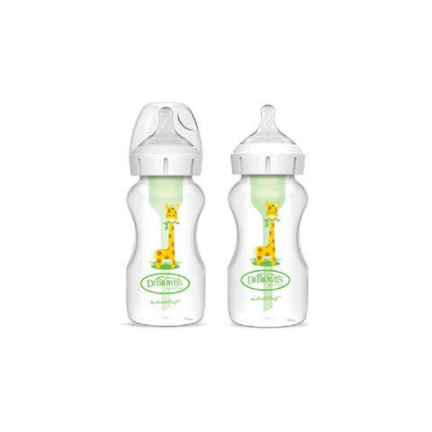 Dr. Brown’s™  9oz/270 mL Wide Neck Anti-Colic Options+ Baby Bottle (Giraffe) 2-pack