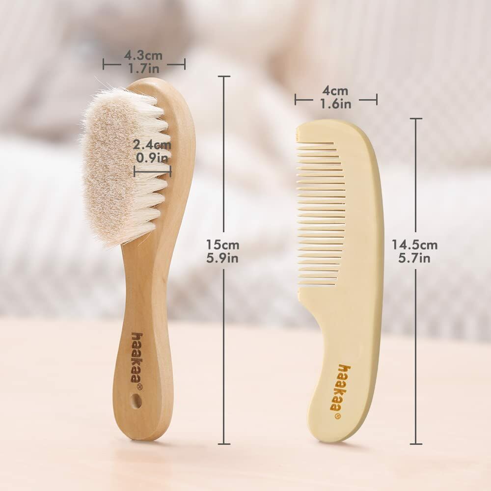Haakaa Goat Wool Baby Brush & Comb Set