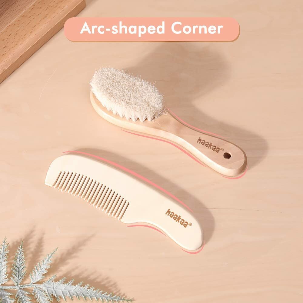 Haakaa Goat Wool Baby Brush & Comb Set