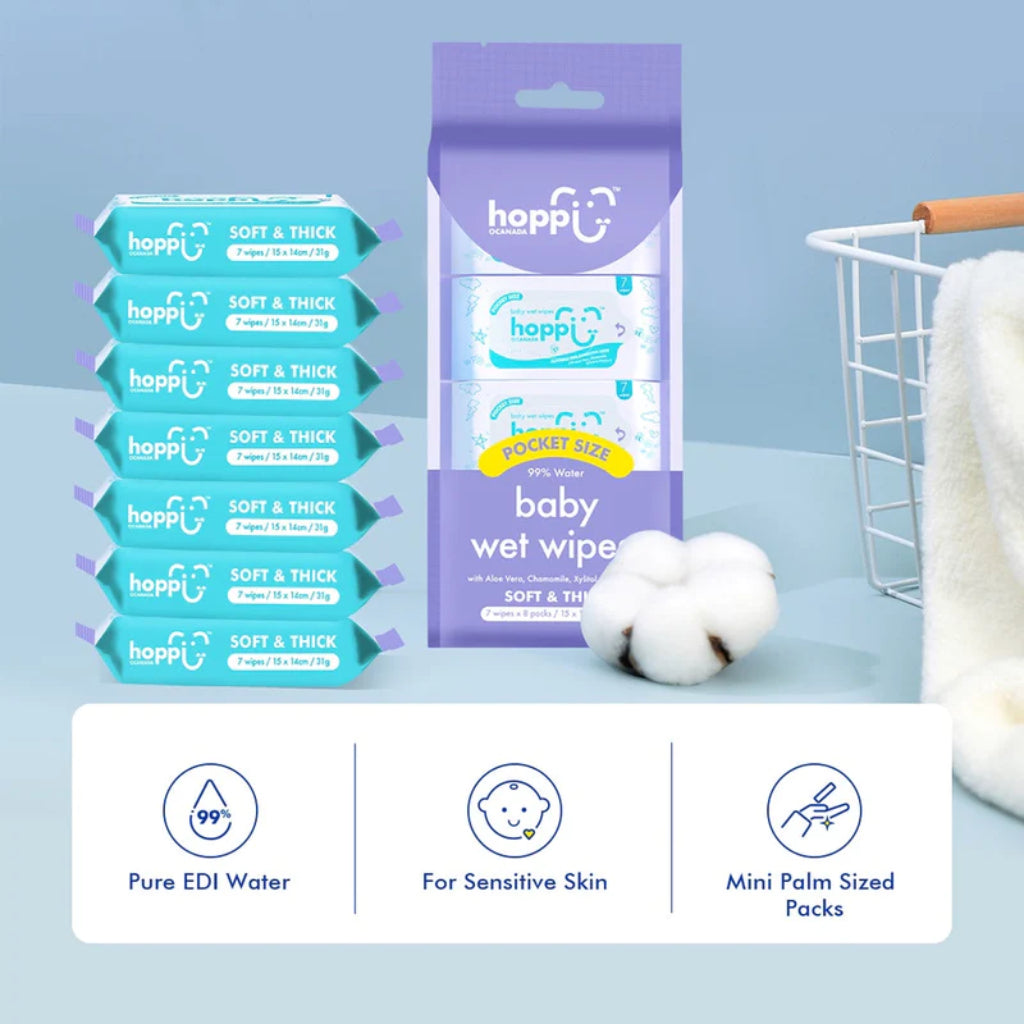 Hoppi Baby Mini Wet Wipes [Bundle of 8] (8x7 Wipes)