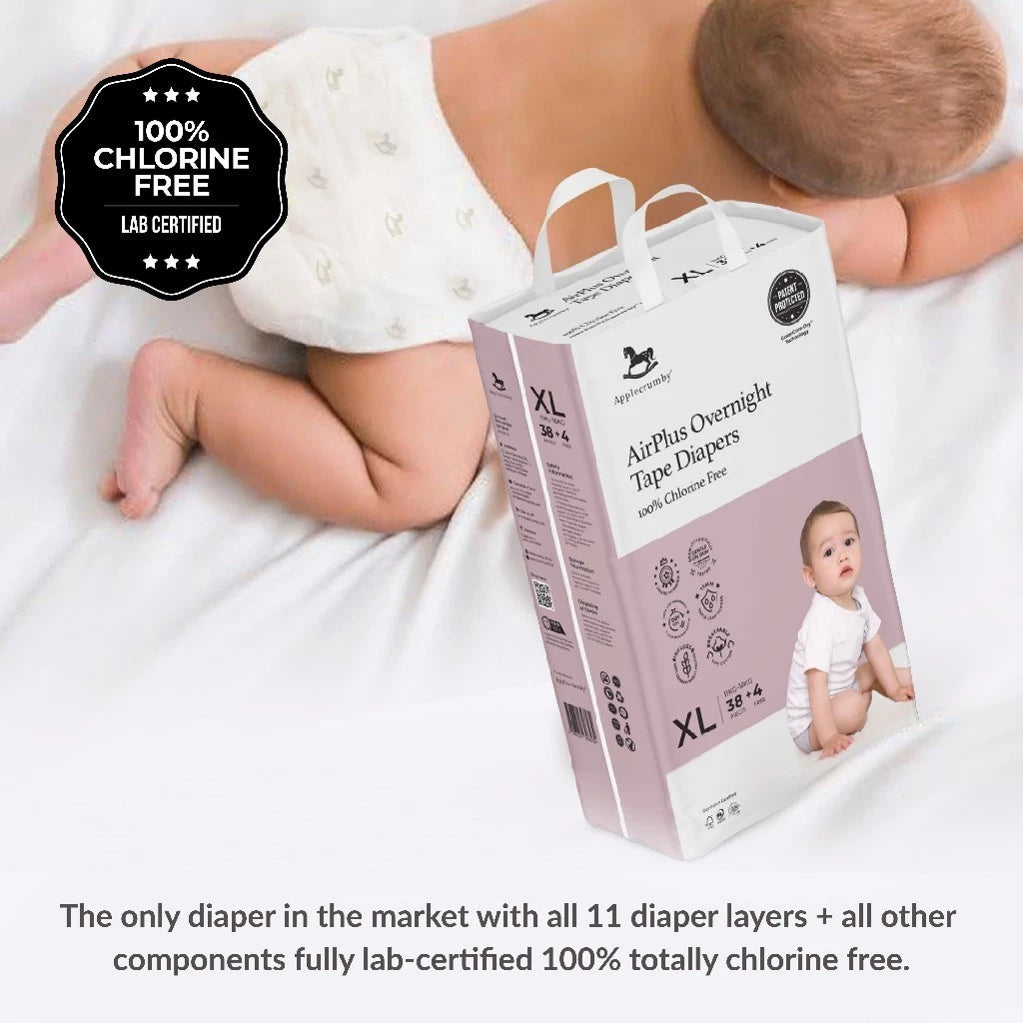 Applecrumby® AirPlus Overnight Tape Diapers (Mini)