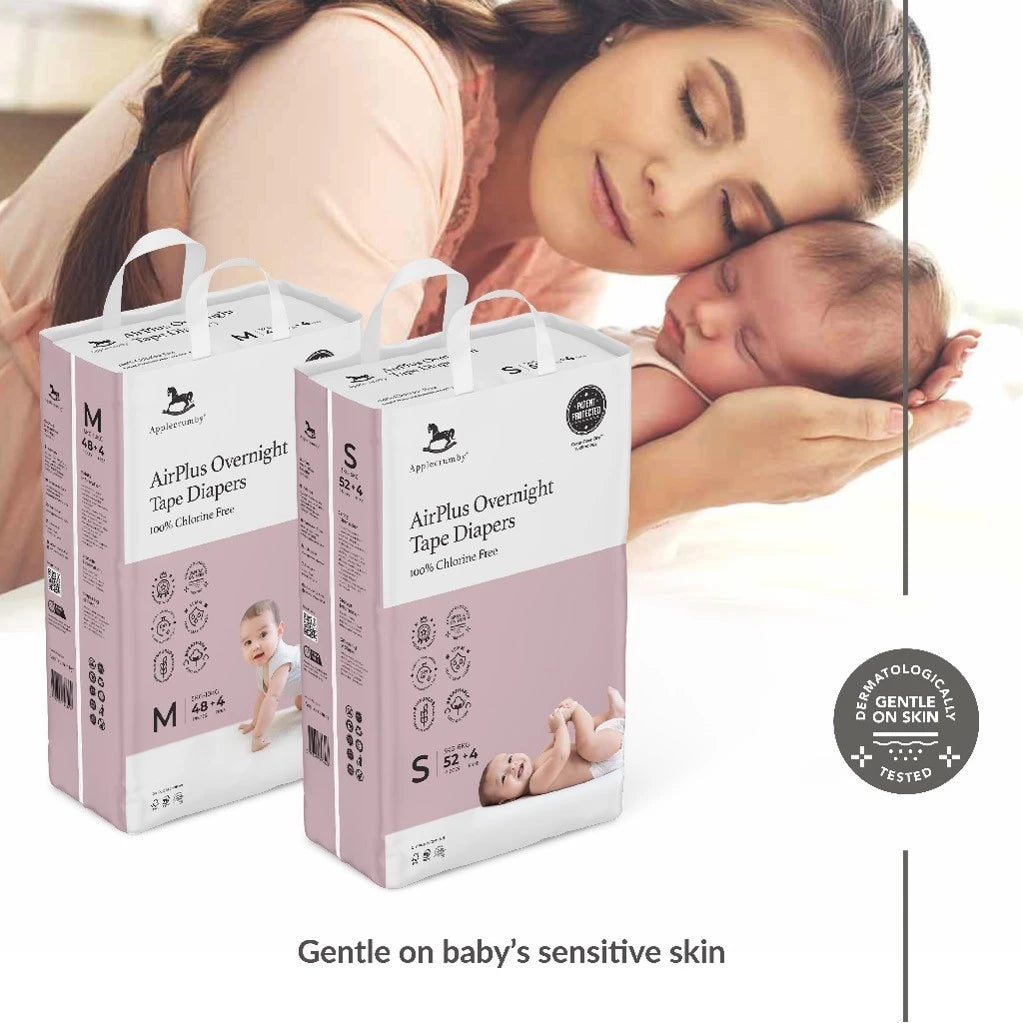Applecrumby® AirPlus Overnight Tape Diapers (Mini)