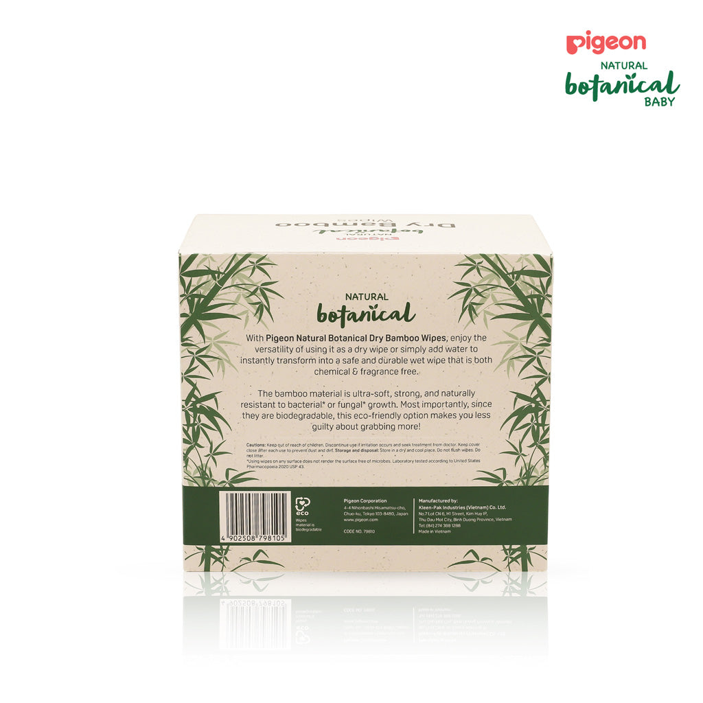 Pigeon Natural Botanical Dry Bamboo Wipes 70 Sheets