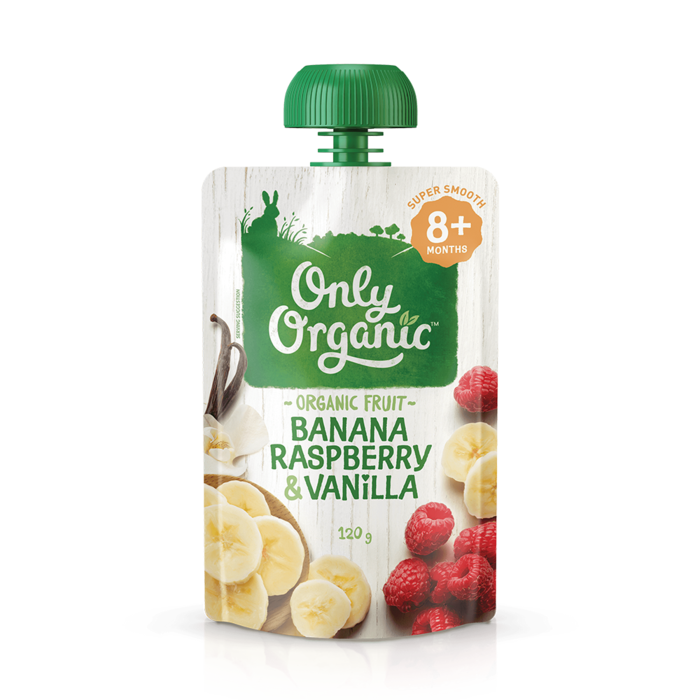 Only Organic Banana, Raspberry & Vanilla Dessert Pouch